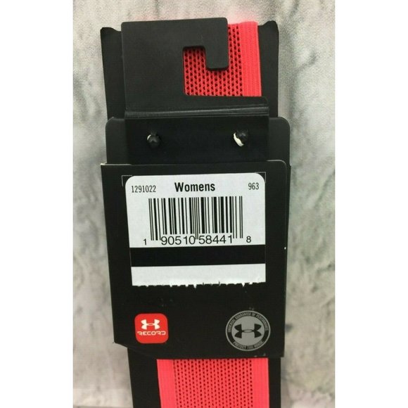 Under Armour UA Headband Neon Burnt Orange Black Under Armour Logo 1 3/8" Wide - Picture 5 of 6